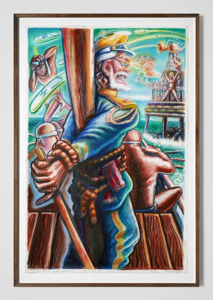 Robert Yarber
Sins of the Scopo-Captain, 2013
colored pencil, pastel, ink on paper
39.75 x 26 in
101&amp;nbsp;x 66&amp;nbsp;cm