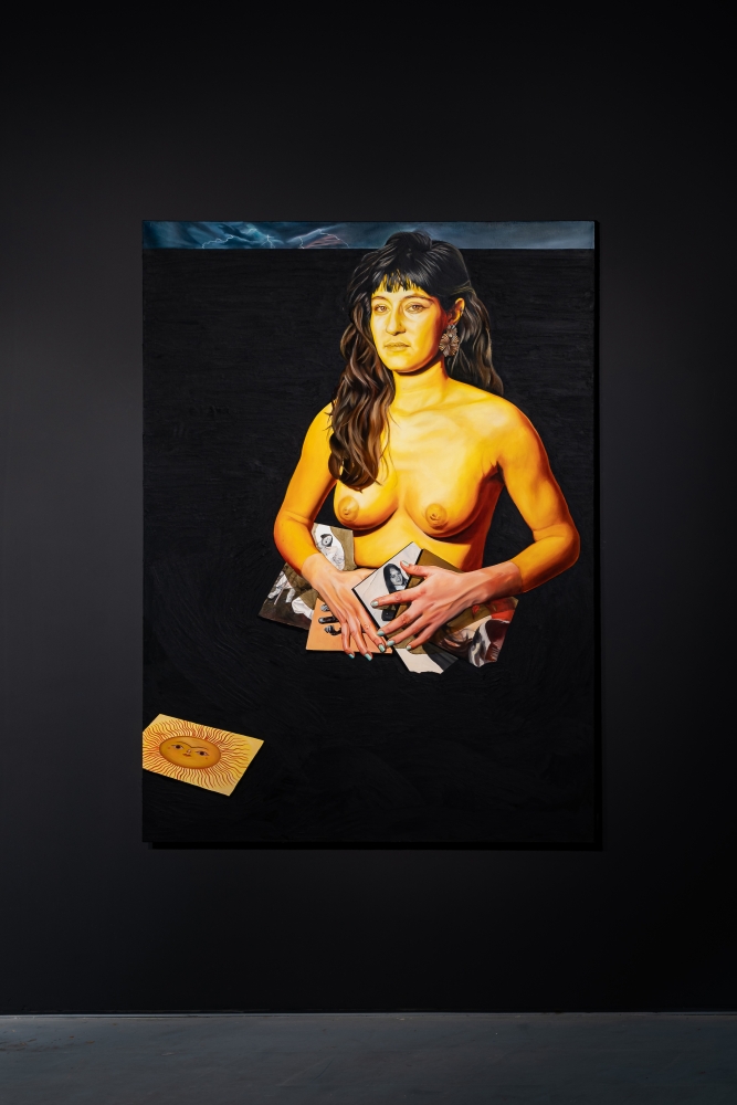 Chlo&amp;euml;&amp;nbsp;Sa&amp;iuml; Breil-Dupont
La soleil, portrait de Cassie, 2021
oil, wax, and resin on canvas
74.8 x 55.1 in
190 x 140 cm