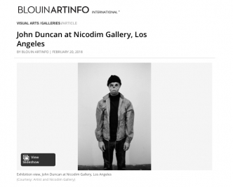 John Duncan featured in Blouin ArtInfo