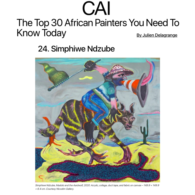 Simphiwe Ndzube in 'The Top 30 African Painters You Need To Know Today'