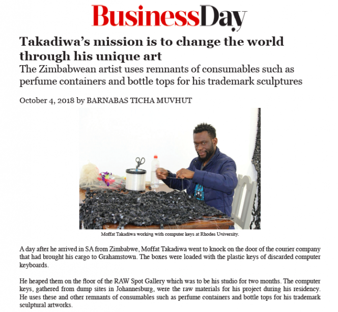 Takadiwa’s mission is to change the world through his unique art