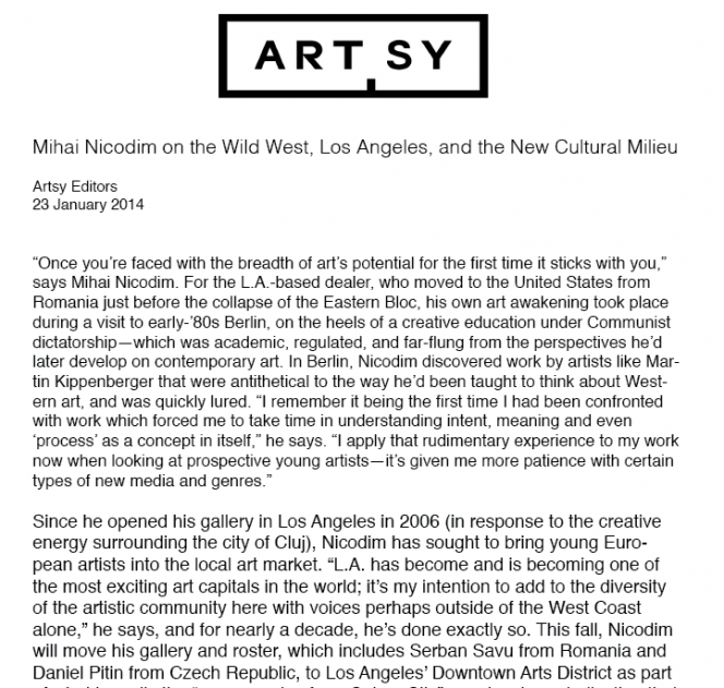 Mihai Nicodim on the Wild West, Los Angeles, and the New Cultural Milieu