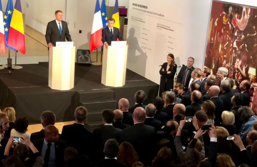 Romanian President Klaus Iohannis and French President Emmanuel Macron inaugurate the Romania-France Cultural Season at the Centre Pompidou